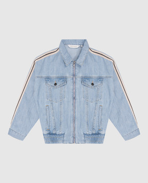 Palm Angels Дитяча блакитна джинсова куртка принтом логотипа PGYE005S24DEN001