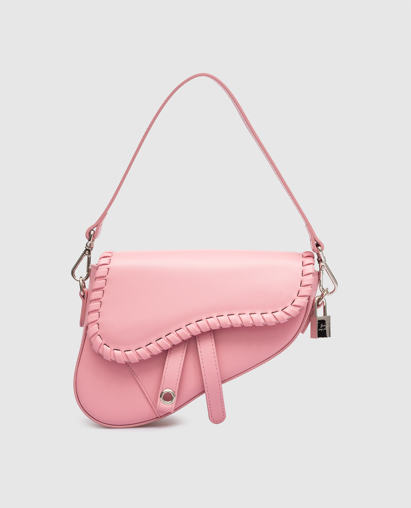 Pink leather saddle bag