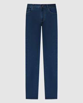 Canali Сині джинси з льоном з патчем логотипа PD0134991700