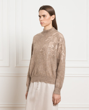 Brunello Cucinelli Коричневый свитер с пайетками MBP143704