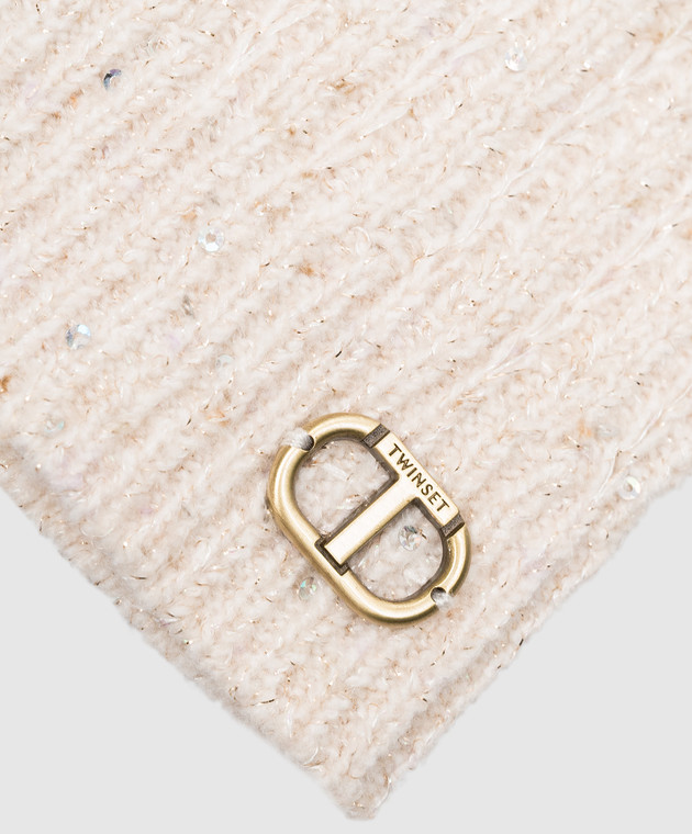 Twinset Бежеві рукавички з паєтками і люрексом 232TO548B зображення 4