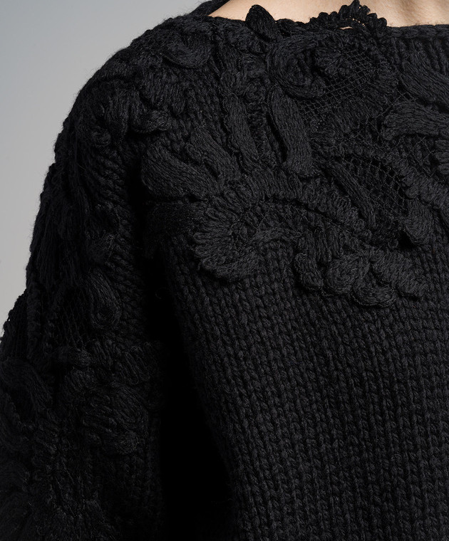 Ermanno Scervino Black wool sweater with lace D434M514APHJB image 5