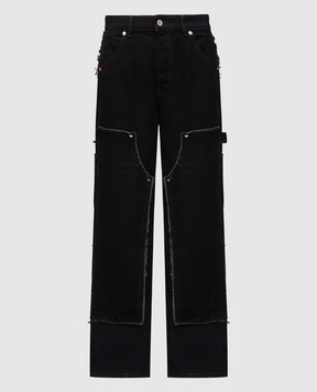 Heron Preston Чорні джинси з патчем логотипа HWYB009F23DEN001