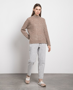 Brunello Cucinelli Коричневый свитер с люрексом MBG747604P
