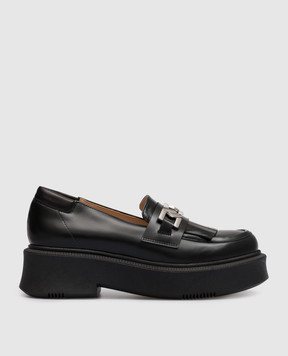 Babe Pay Pls Black leather loafers with fringe 206203205