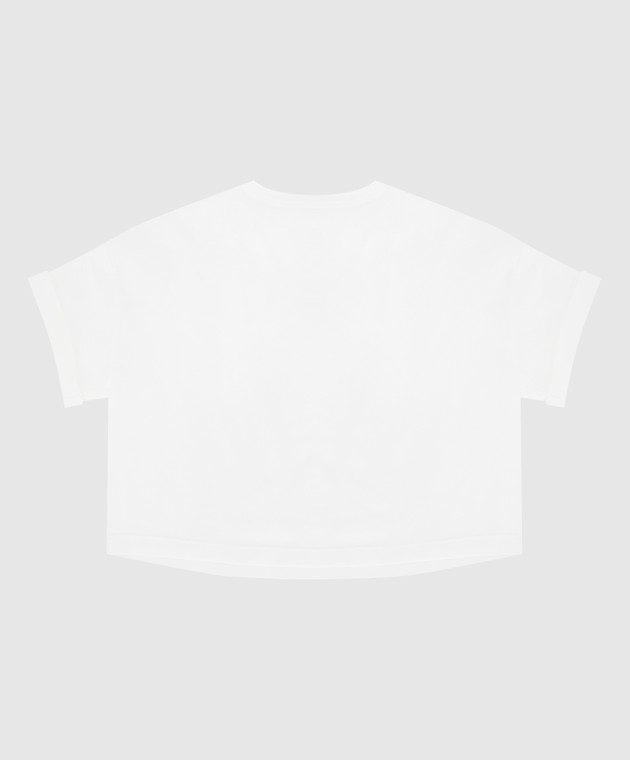 Brunello Cucinelli Дитяча біла футболка з ланцюжками та монограмою B0A45T014C зображення 2