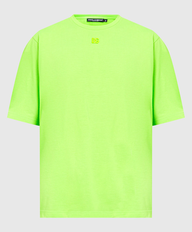 Dolce&Gabbana Неоново-зелена футболка із металевим логотипом G8NV9ZHU7LC