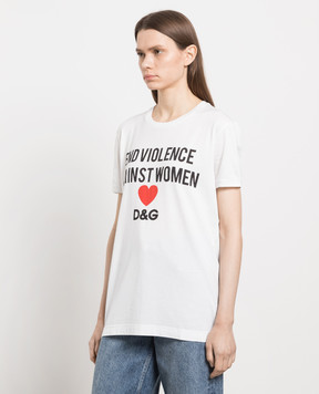 Dolce&Gabbana Біла футболка з контрастним принтом F8K74TFH732