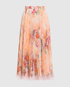 Twinset Оранжевая юбка с плиссировкой в цветочный принт. 231TP2733