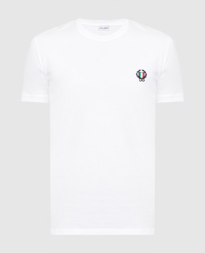 Dolce&Gabbana Белая  футболка с вышивкой логотипа M8C03JFUECG
