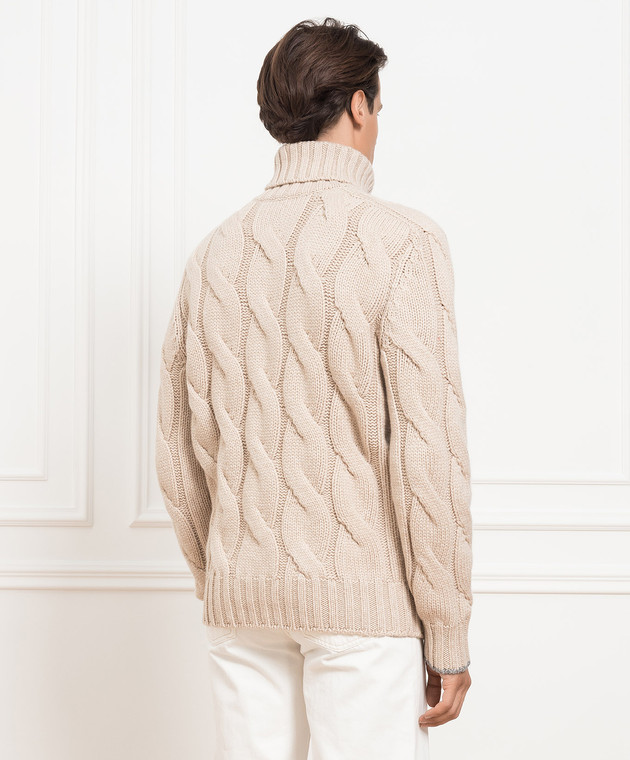 Brunello Cucinelli Бежевий кашеміровий светр у фактурний візерунок MA238203 зображення 4