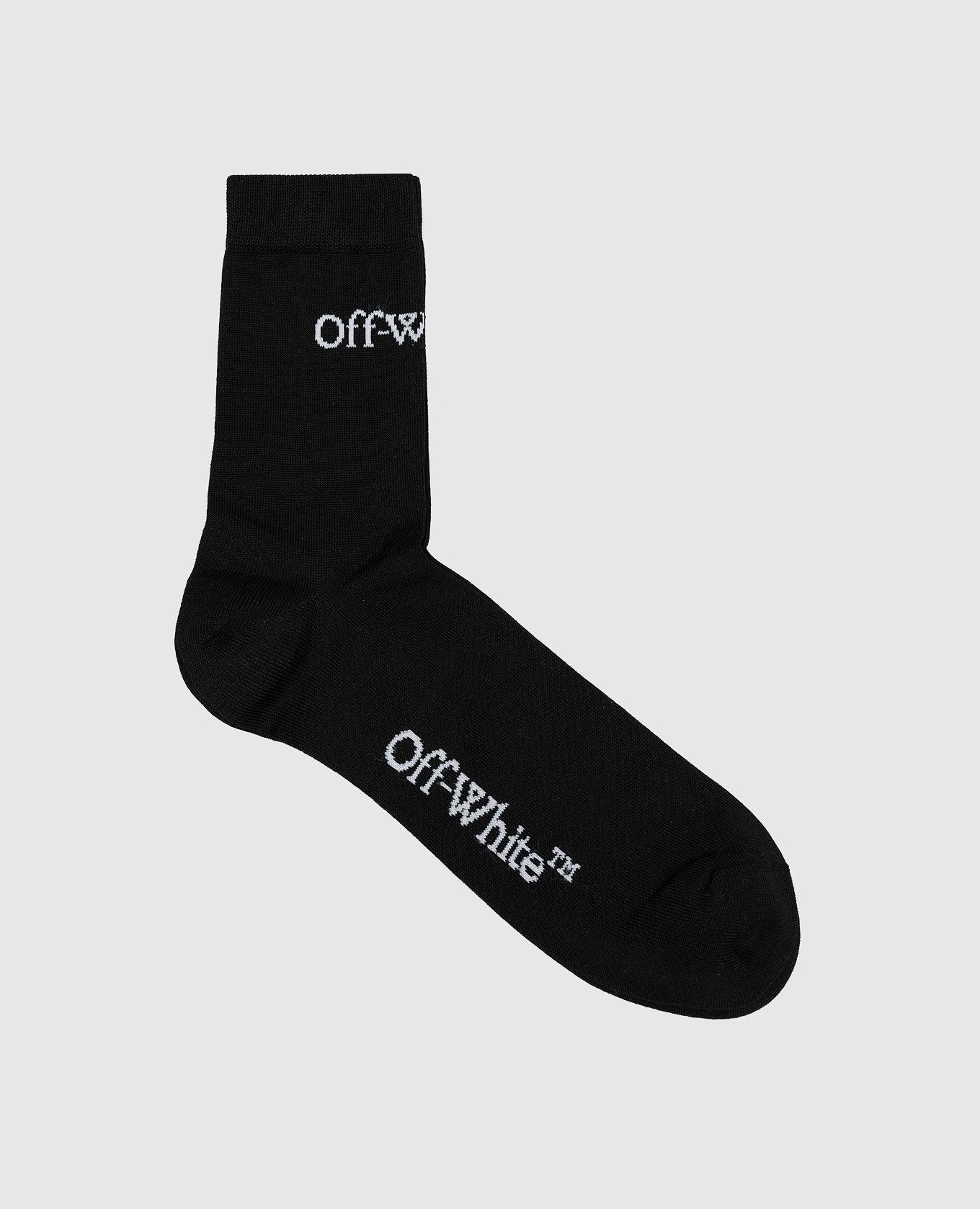Black socks with contrasting logo pattern