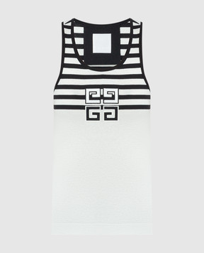 Givenchy Белый топ в полоску с логотипом BW70CH314X