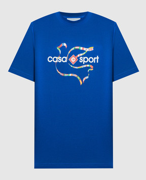 Casablanca Синяя футболка Drapeau De Colombes с принтом MF23JTS00112