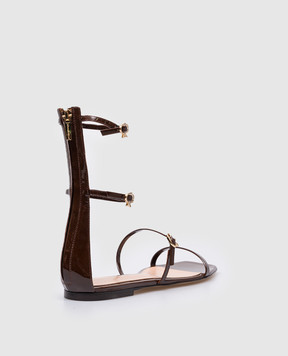 Gianvito Rossi Коричневі шкіряні сандалі Ribbon Downtown G6171505CUOVER