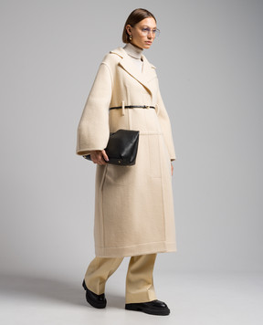 Jil Sander Бежевое пальто из шерсти с поясом J04AA0004J40020