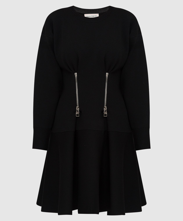 Alexander McQueen Черное платье с молниями 689435Q1AZ5