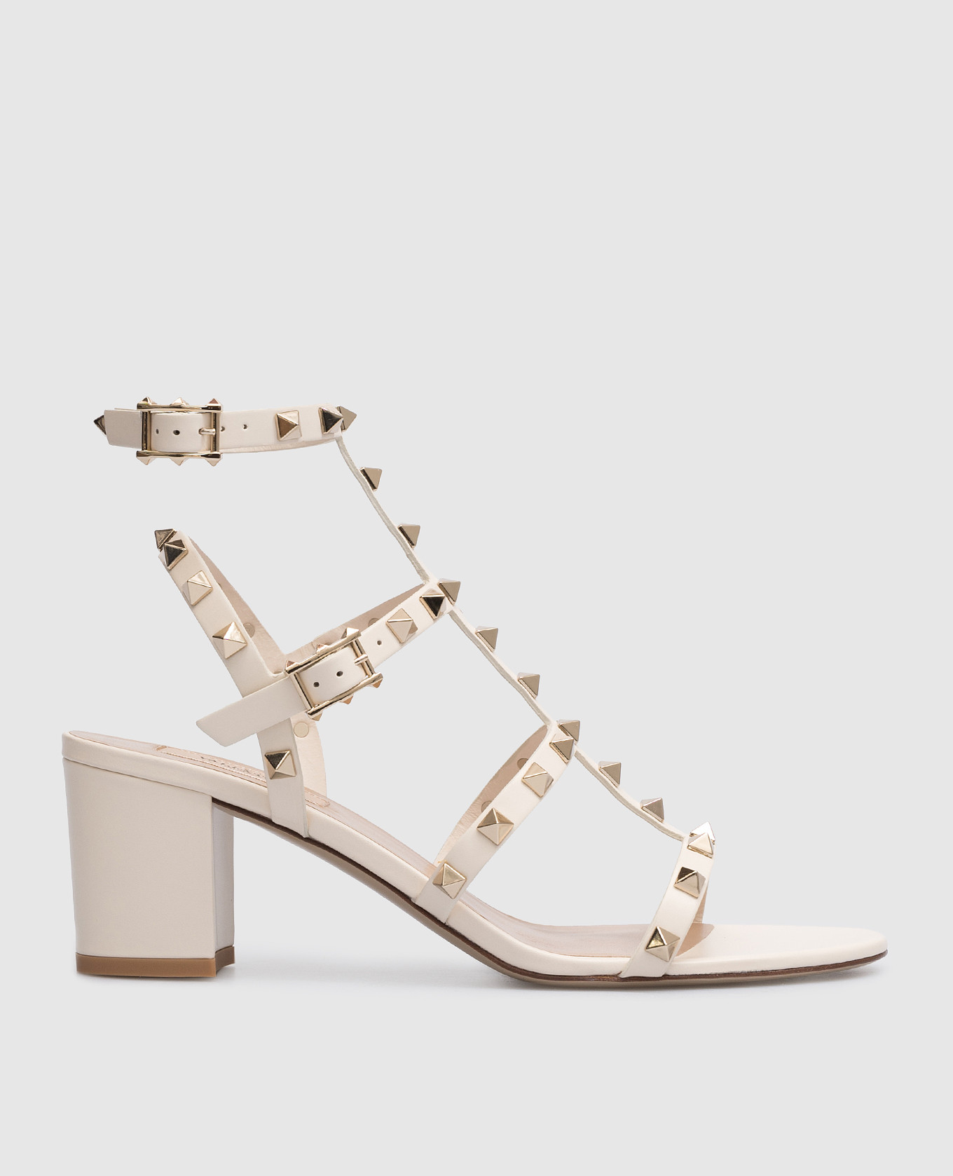 

Бежевые кожаные босоножки Rockstud, Бежевый, Босоножки