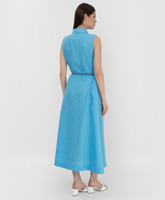 Loro Piana Блакитна лляна сукня міді FAM1989 зображення 4
