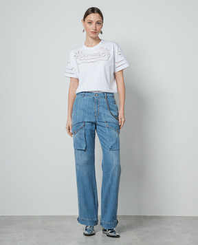 Ermanno Scervino Біла футболка з мереживом D442L329DUX