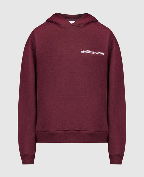 Burgundy logo print hoodie