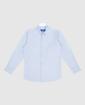 Stefano Ricci Дитяча світло-синя сорочка у тканий візерунок з вишивкою логотипу YC003189L1720