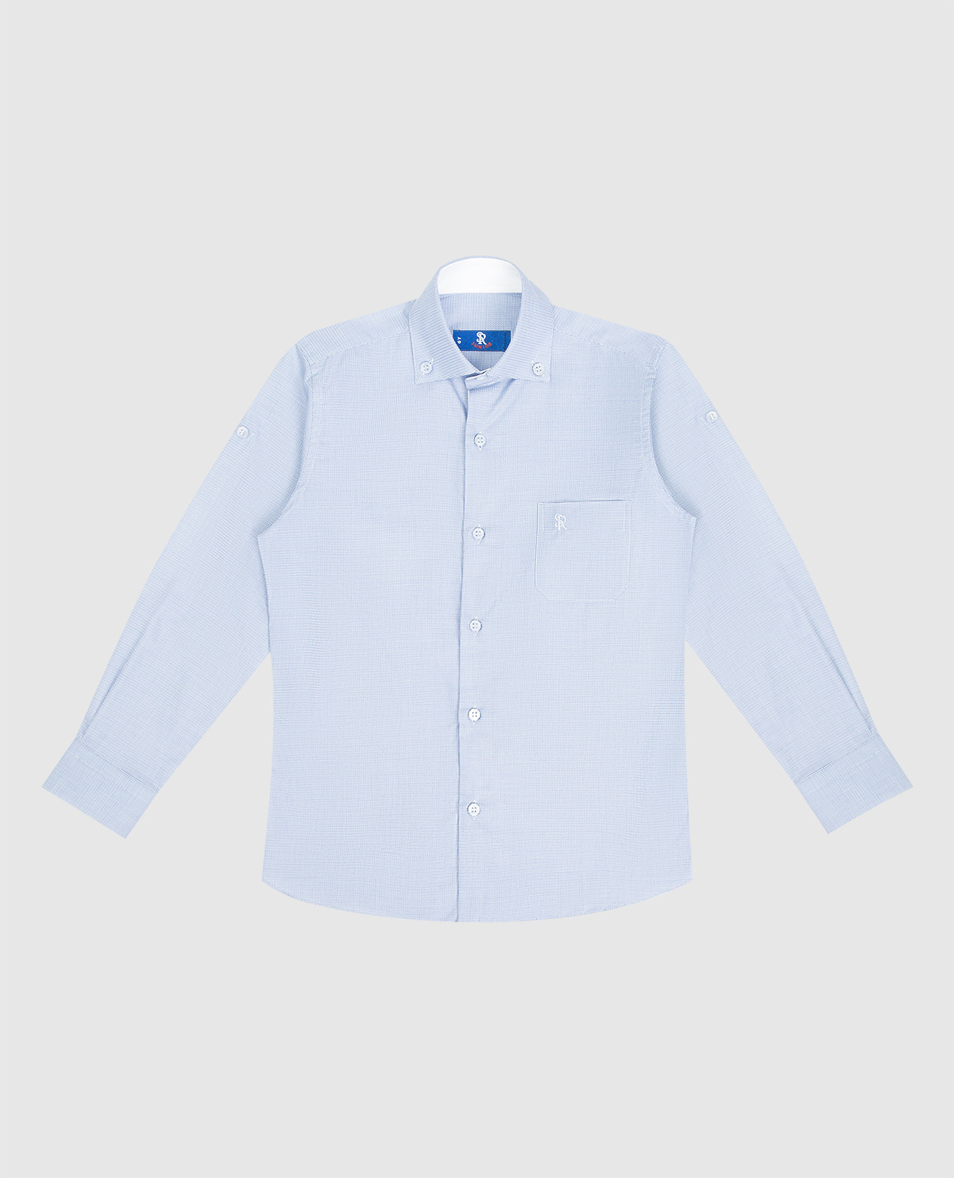 Children's light blue shirt in woven pattern with logo embroidery