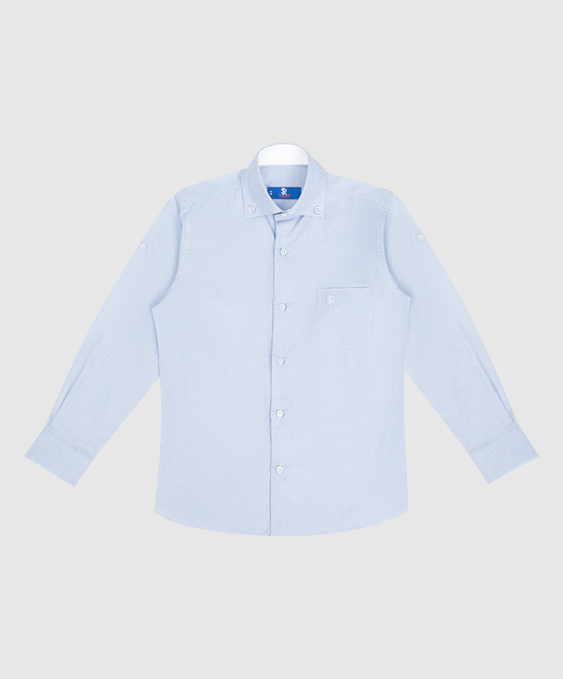 Stefano Ricci Children's light blue shirt in woven pattern with logo embroidery YC003189L1720