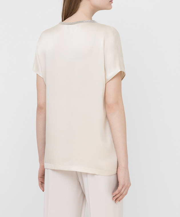 Fabiana Filippi Светло-бежевая футболка из шелка TPD270B934 изображение 4