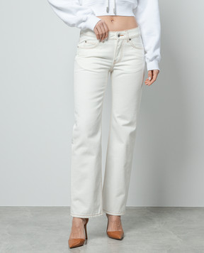 Off-White Білі джинси з патчем логотипа OWYA059S24DEN001