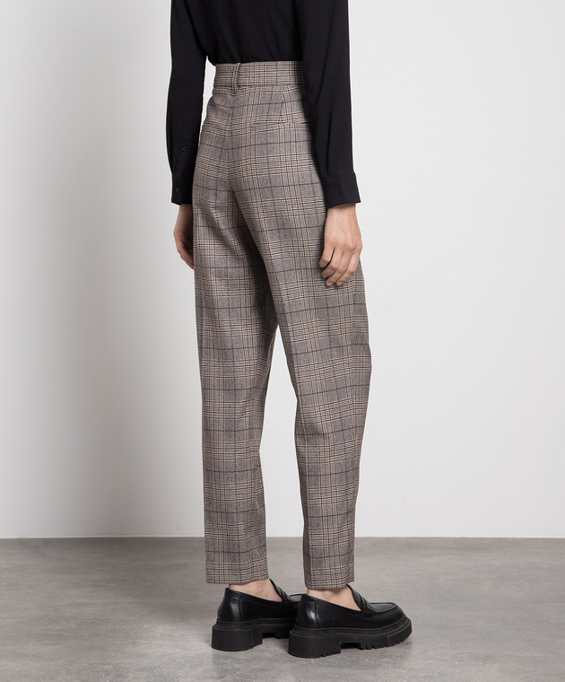 Brunello Cucinelli Brown checked pants with a monil chain MP537P8422 image 4