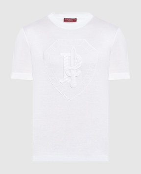 Primo Imperatore White t-shirt with logo embroidery J23RICAMOSCUDOGRANDE