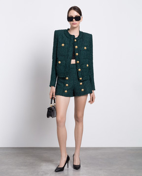 Balmain Зеленые твидовые шорты BF1PA313XF91