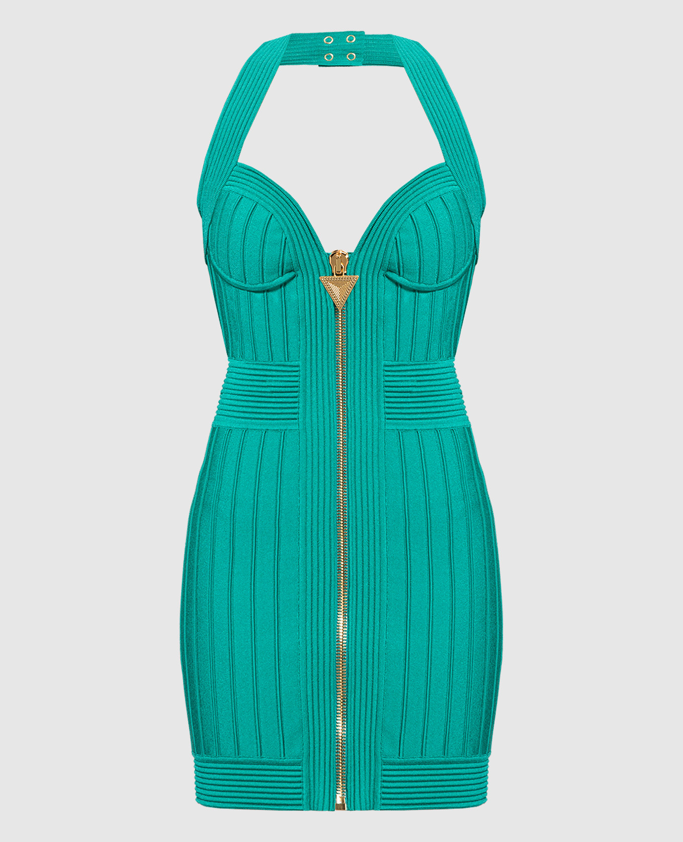Balmain - Zielona gorsetowa sukienka AF1R4145KD80 - kup online w Symbol