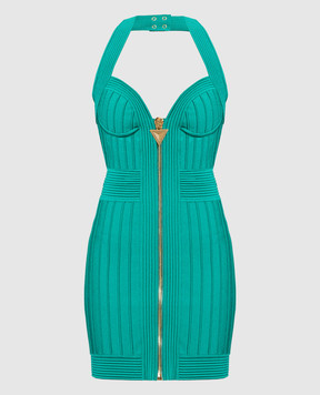 Balmain Зеленое платье-бюстье AF1R4145KD80