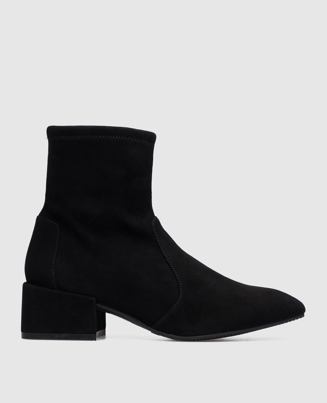 Black suede accordion ankle boots