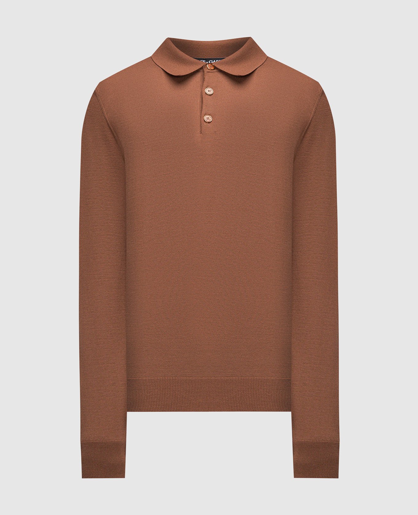 Brown cashmere polo shirt