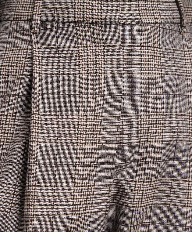 Brunello Cucinelli Brown checked pants with a monil chain MP537P8422 image 5