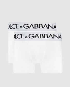 Dolce&Gabbana Набор белых трусов-боксеров с логотипом. M9D70JONN97