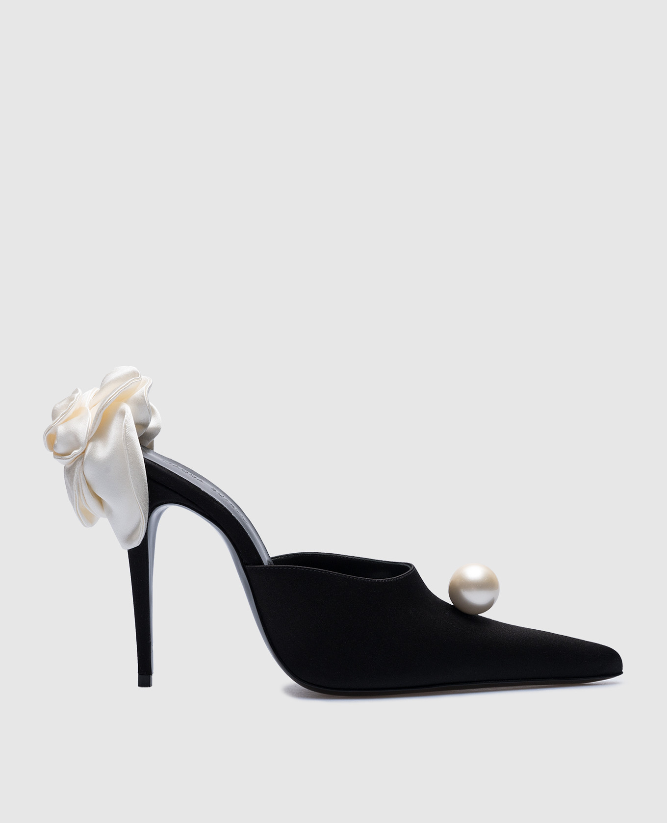 

Черные мюли с ожерельем и аппликацией, Черный, Мюли