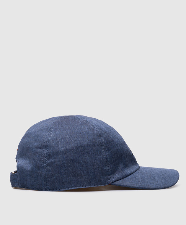 Loro Piana Синяя кепка из льна с вышивкой логотипа FAN1081 изображение 3
