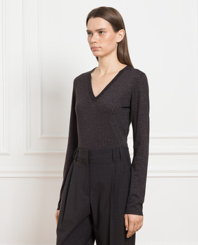 Brunello Cucinelli Серый пуловер с люрексом M41800032