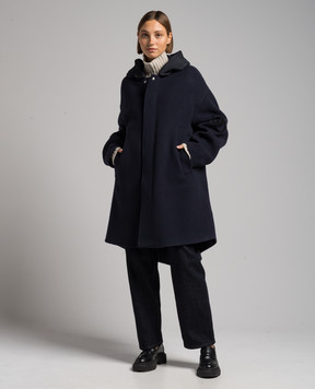 Jil Sander Голубое пальто из шерсти с логотипом J40AA0112J40031