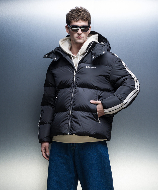 Palm Angels Черный пуховик с логотипом PMED028F23FAB004 изображение 3