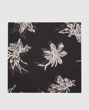 Brunello Cucinelli Черный платок в цветочный принт MFOU0009