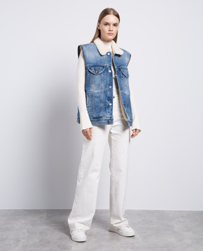 Off-White Синій джинсовий жилет з ефектом потертості OWYR001F23DEN001