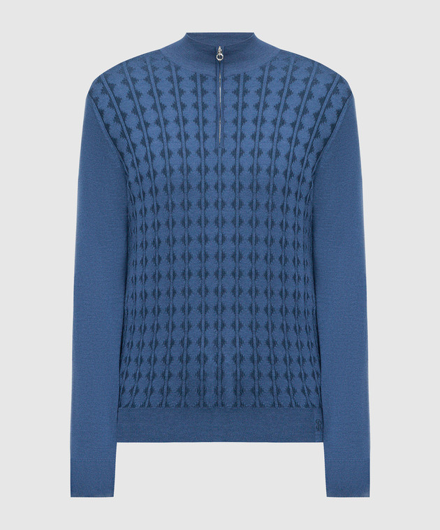 Stefano Ricci Blue wool and silk jumper with logo monogram KE08005L01E23475