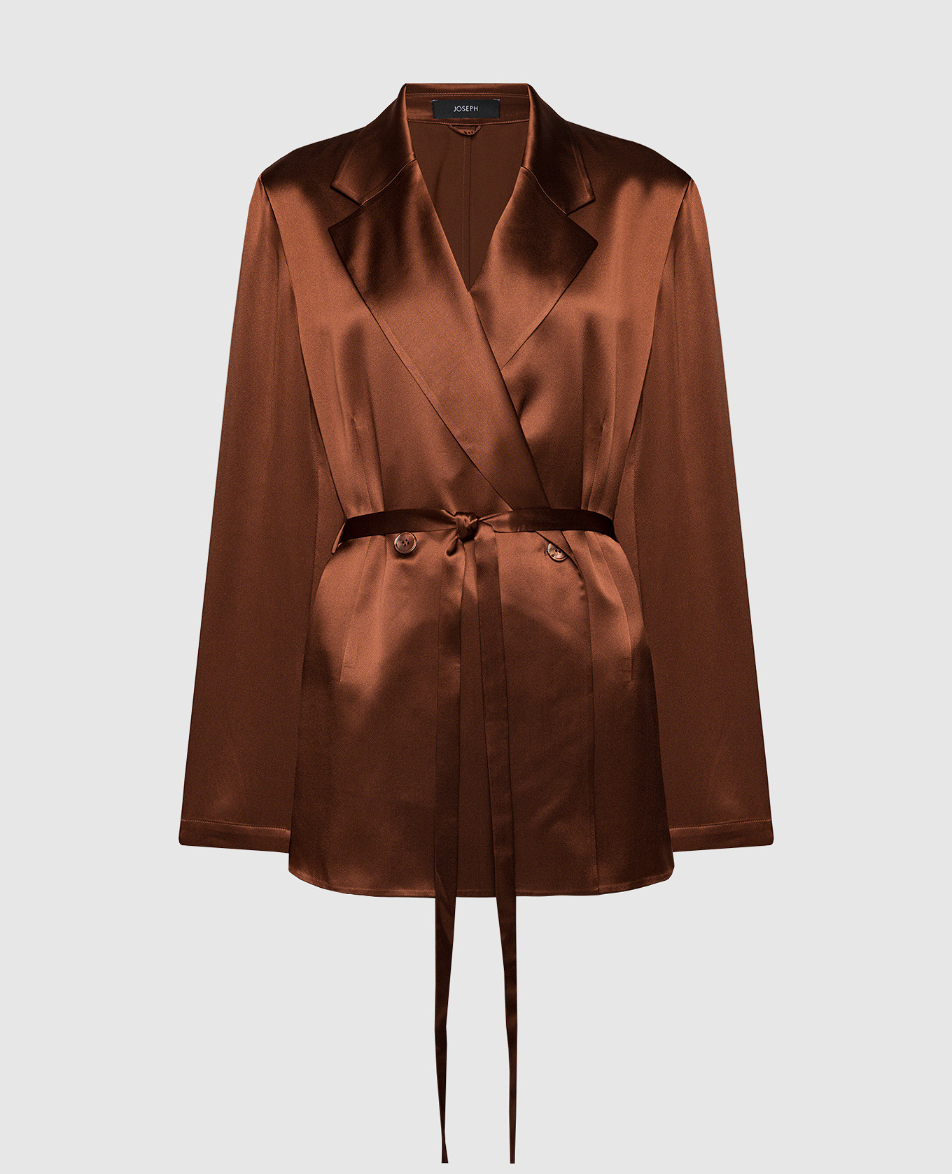 

Коричневый двубортный жакет из шелка, Жакеты