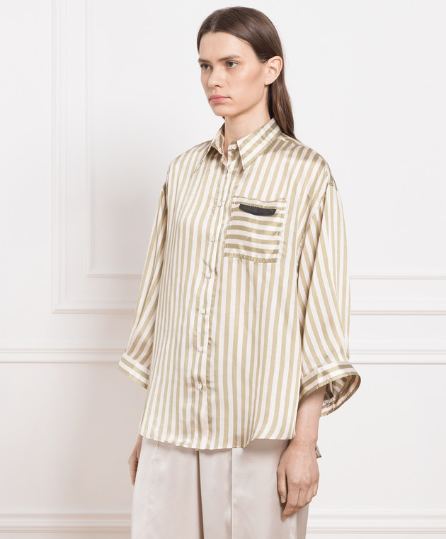 Brunello Cucinelli Блуза в полоску с цепочкой мониль MH788MV556 изображение 3